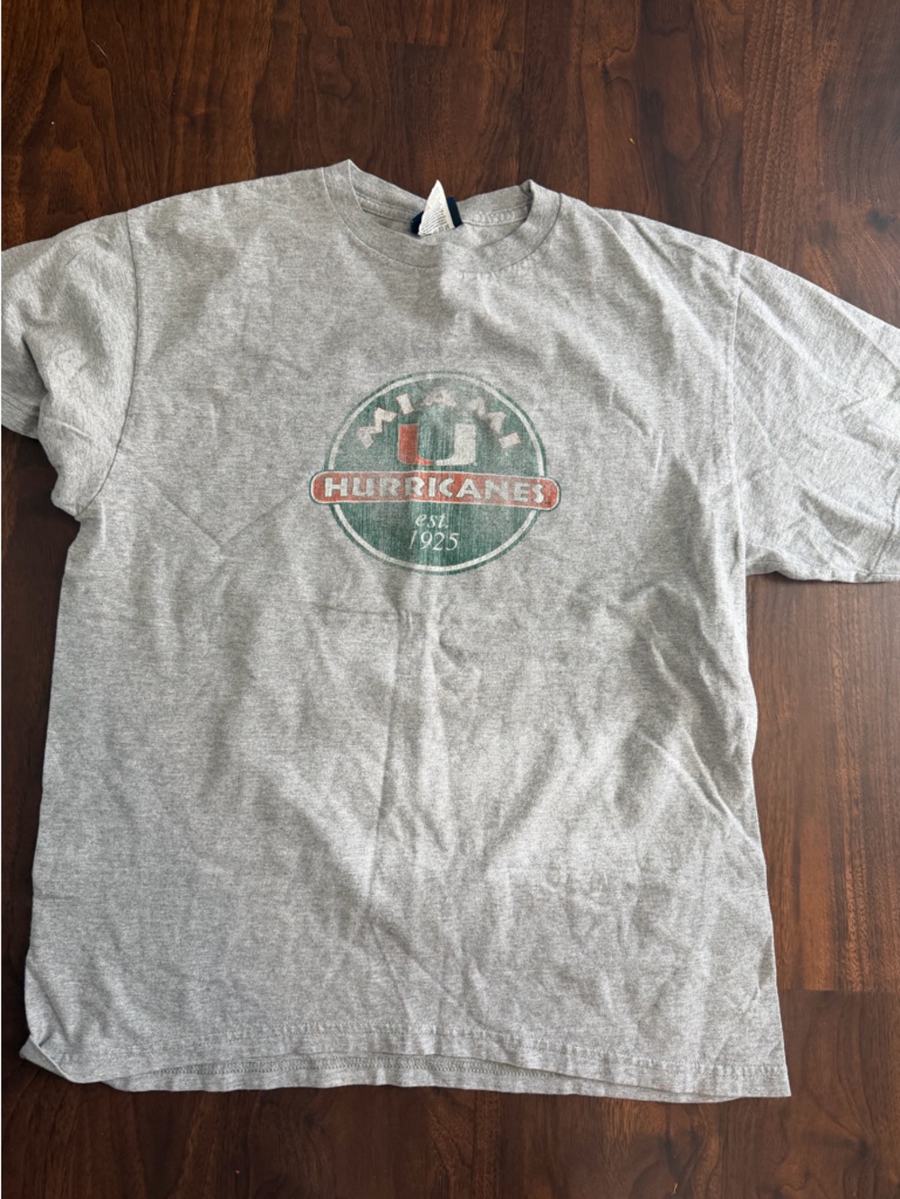 Vintage Champ Sports Miami Hurricanes Grey Graphic T-Shirt